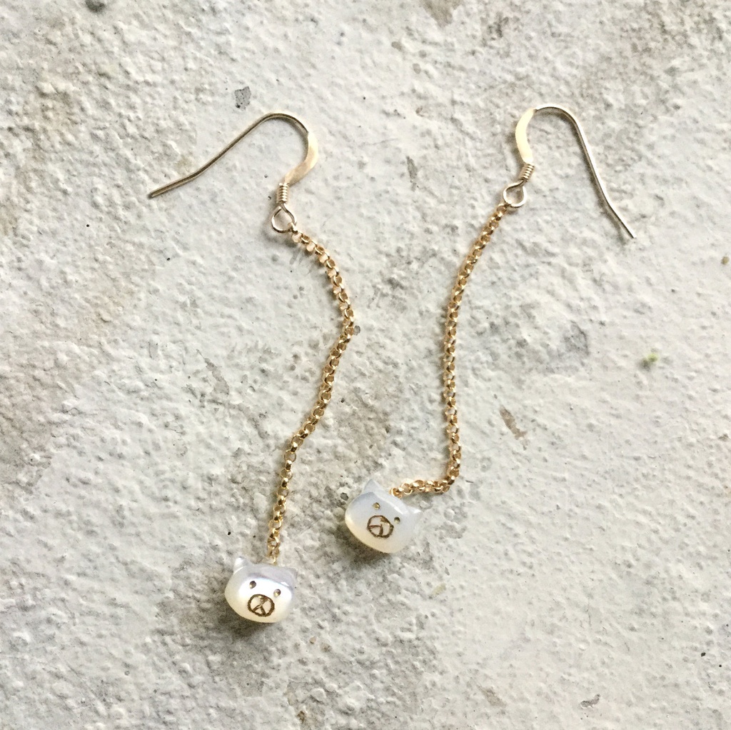 クマさんが揺れる 14Kgfピアス