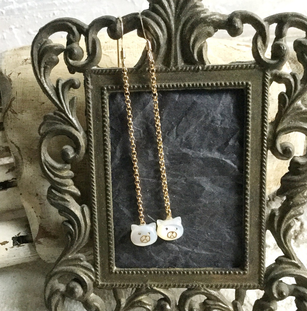 クマさんが揺れる 14Kgfピアス