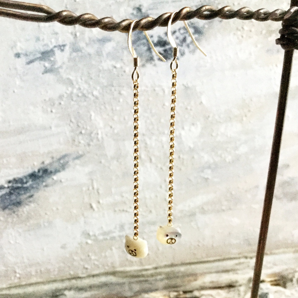 クマさんが揺れる 14Kgfピアス