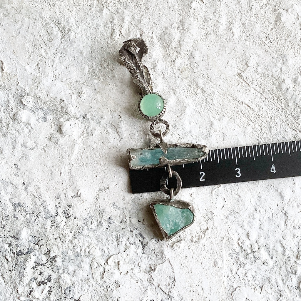 TTペンダント 〇▱▽ クリソプレーズ アクアマリン ブルーオパール