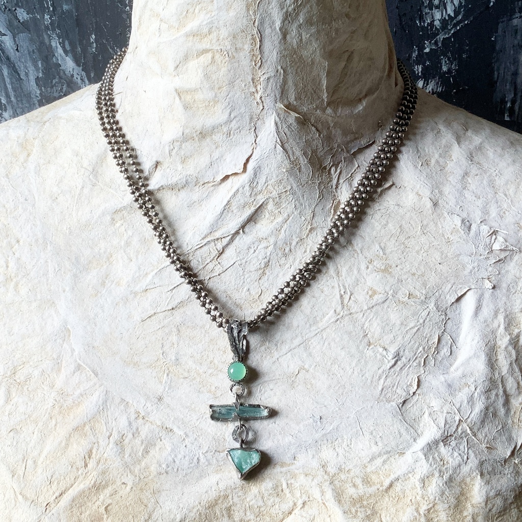 TTペンダント 〇▱▽ クリソプレーズ アクアマリン ブルーオパール