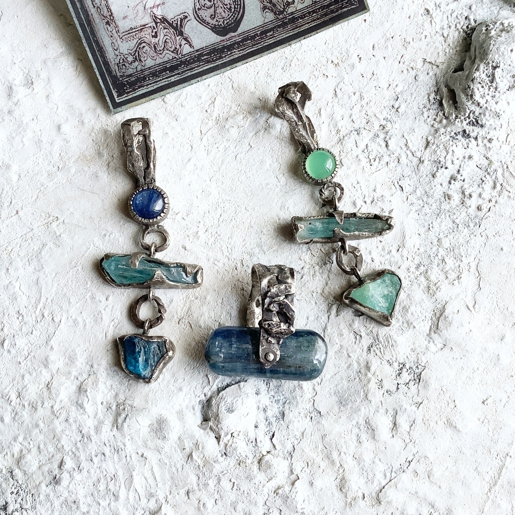 TTペンダント 〇▱▽ クリソプレーズ アクアマリン ブルーオパール