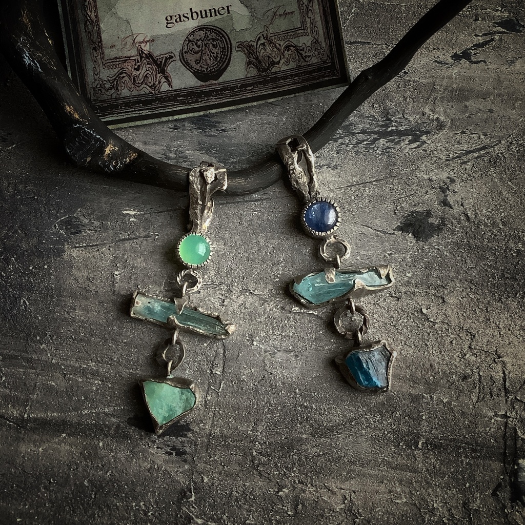 TTペンダント 〇▱▽ クリソプレーズ アクアマリン ブルーオパール