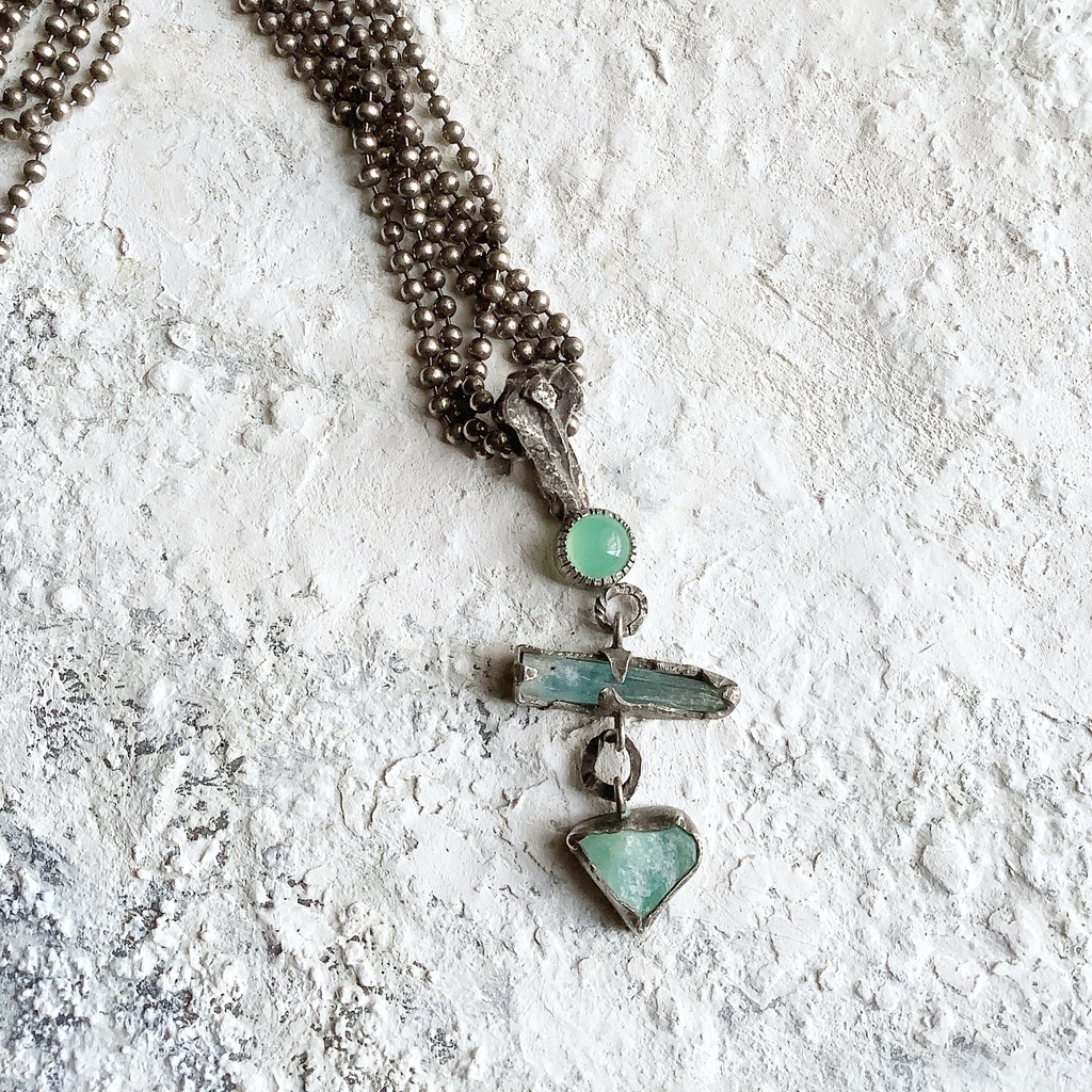 TTペンダント 〇▱▽ クリソプレーズ アクアマリン ブルーオパール