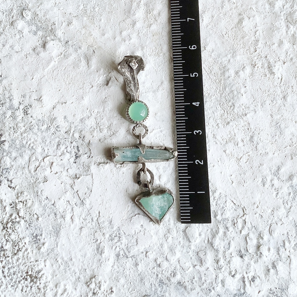 TTペンダント 〇▱▽ クリソプレーズ アクアマリン ブルーオパール