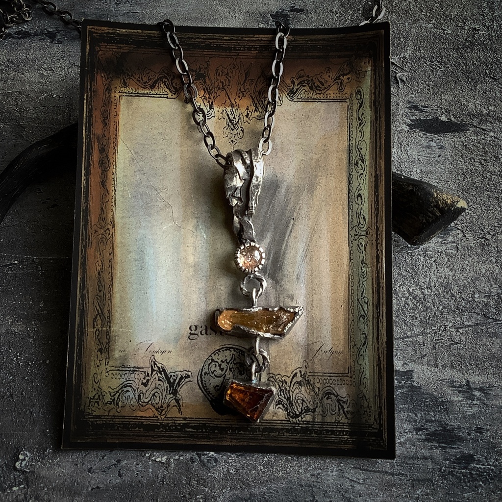 TTペンダント 〇▱▽サンストーン インペリアルトパーズ シトリン