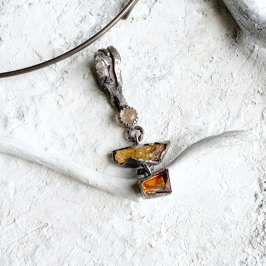 TTペンダント 〇▱▽サンストーン インペリアルトパーズ シトリン