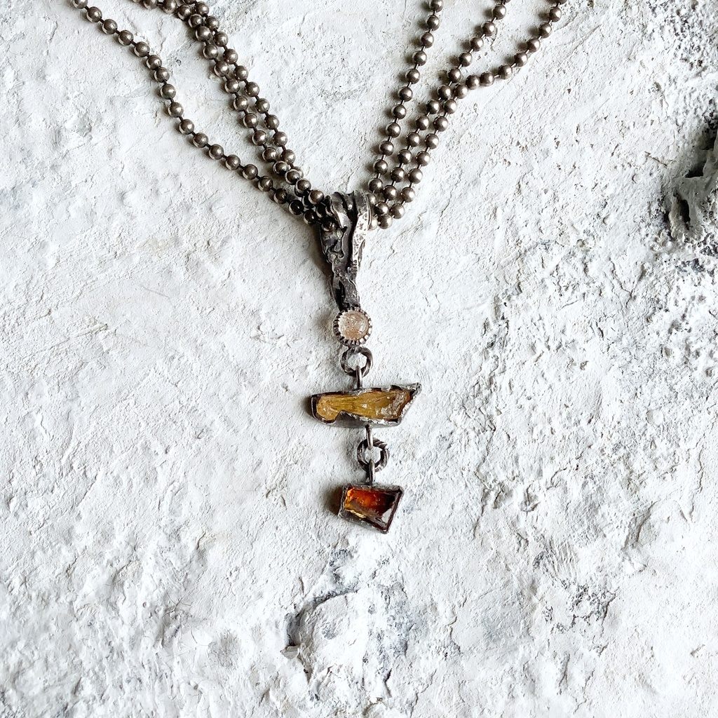 TTペンダント 〇▱▽サンストーン インペリアルトパーズ シトリン