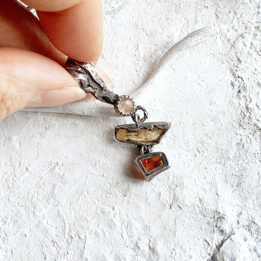 TTペンダント 〇▱▽サンストーン インペリアルトパーズ シトリン