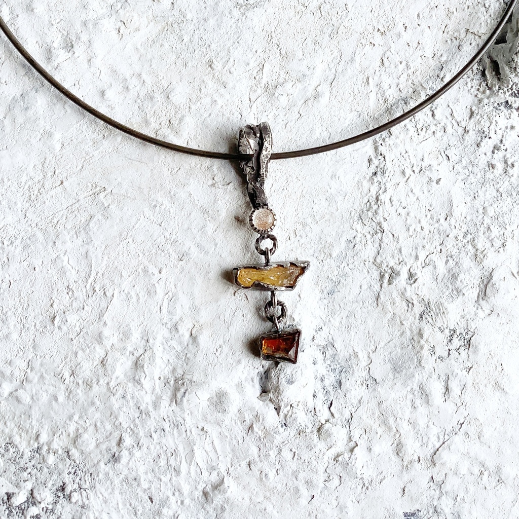 TTペンダント 〇▱▽サンストーン インペリアルトパーズ シトリン