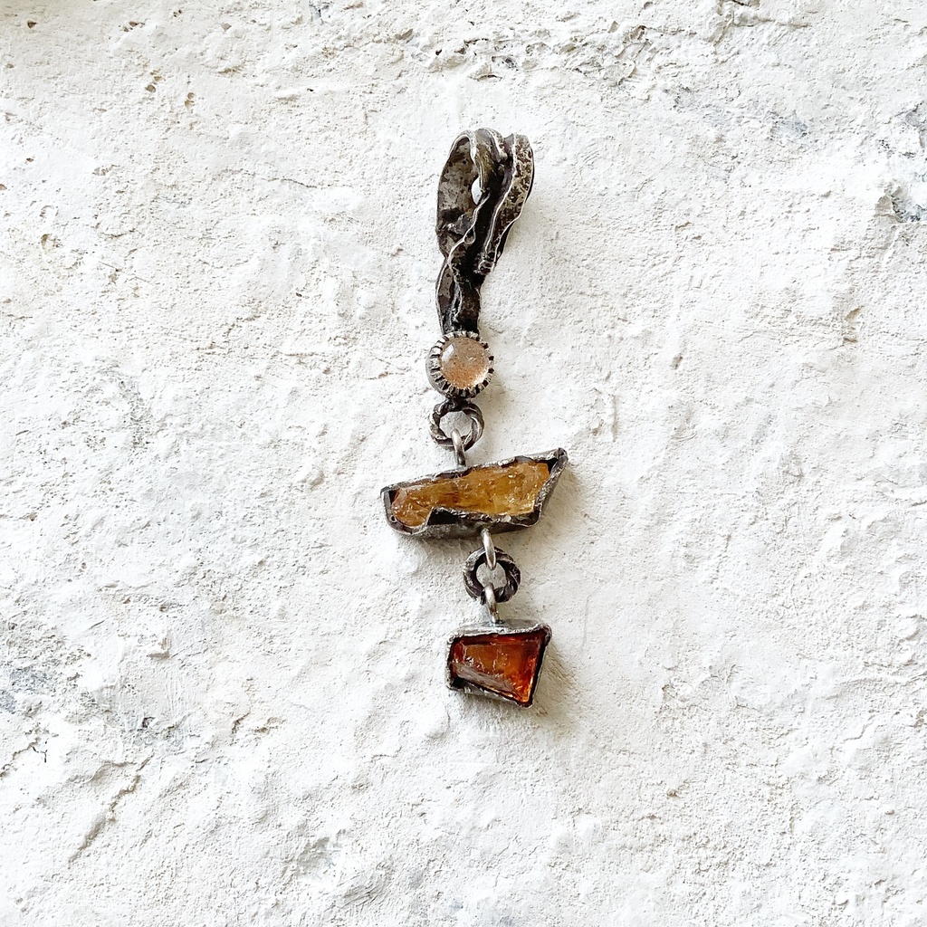 TTペンダント 〇▱▽サンストーン インペリアルトパーズ シトリン