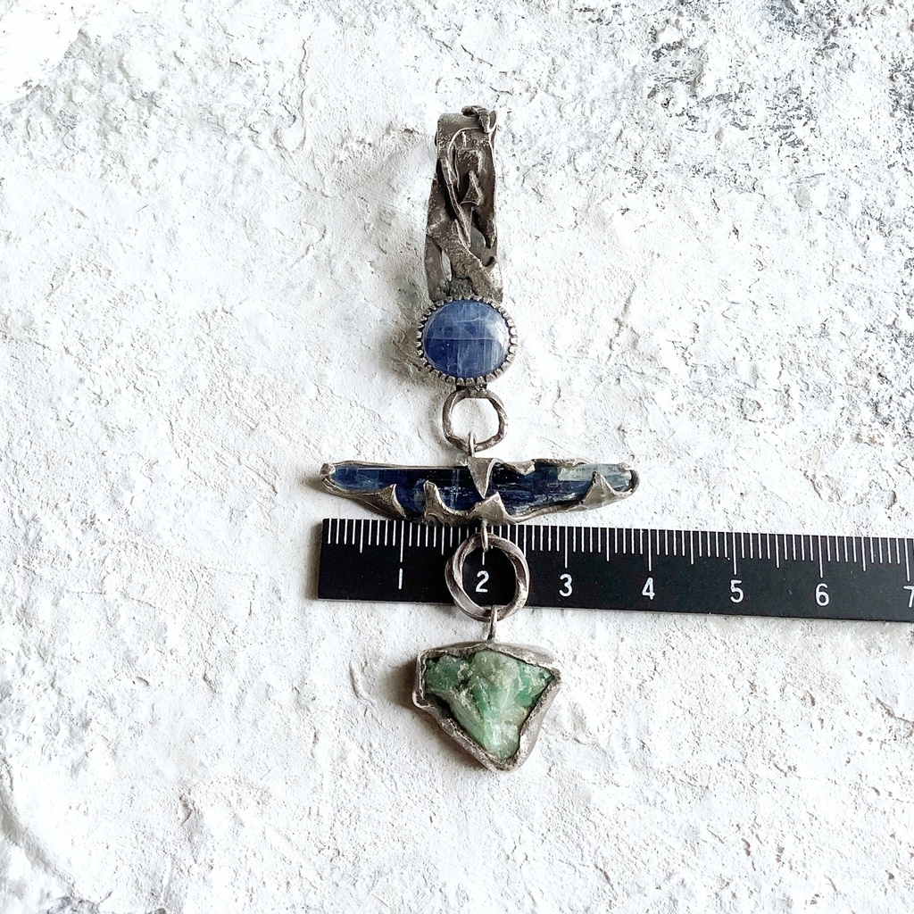 TTペンダント 〇▱▽ サファイヤ カイヤナイト エメラルド