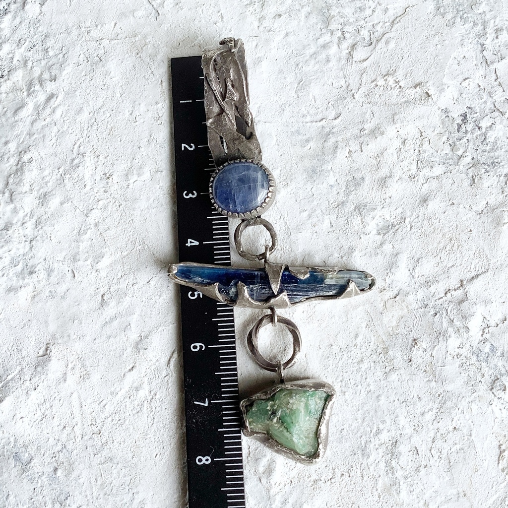 TTペンダント 〇▱▽ サファイヤ カイヤナイト エメラルド