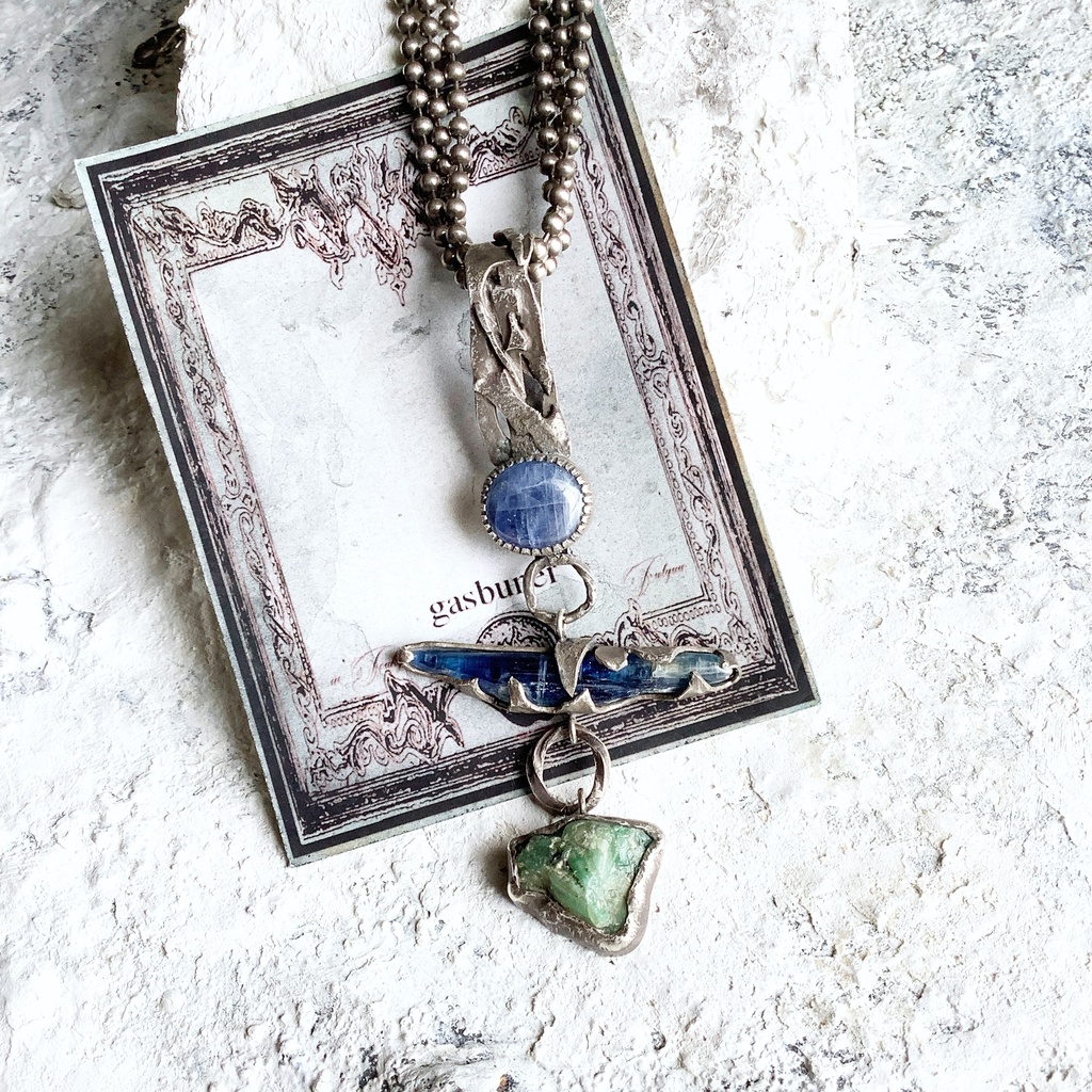 TTペンダント 〇▱▽ サファイヤ カイヤナイト エメラルド