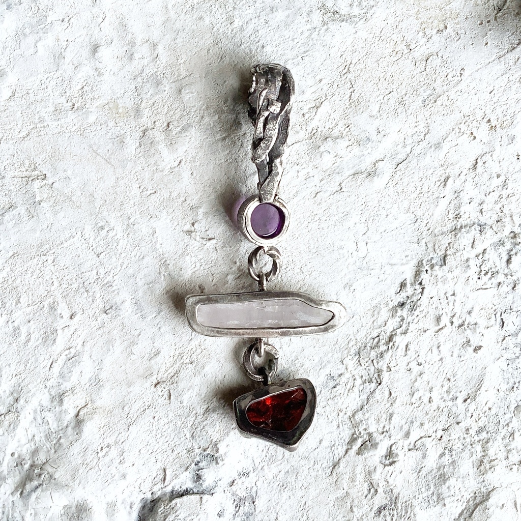TTペンダント 〇▱▽ アメジスト クンツァイト ガーネット