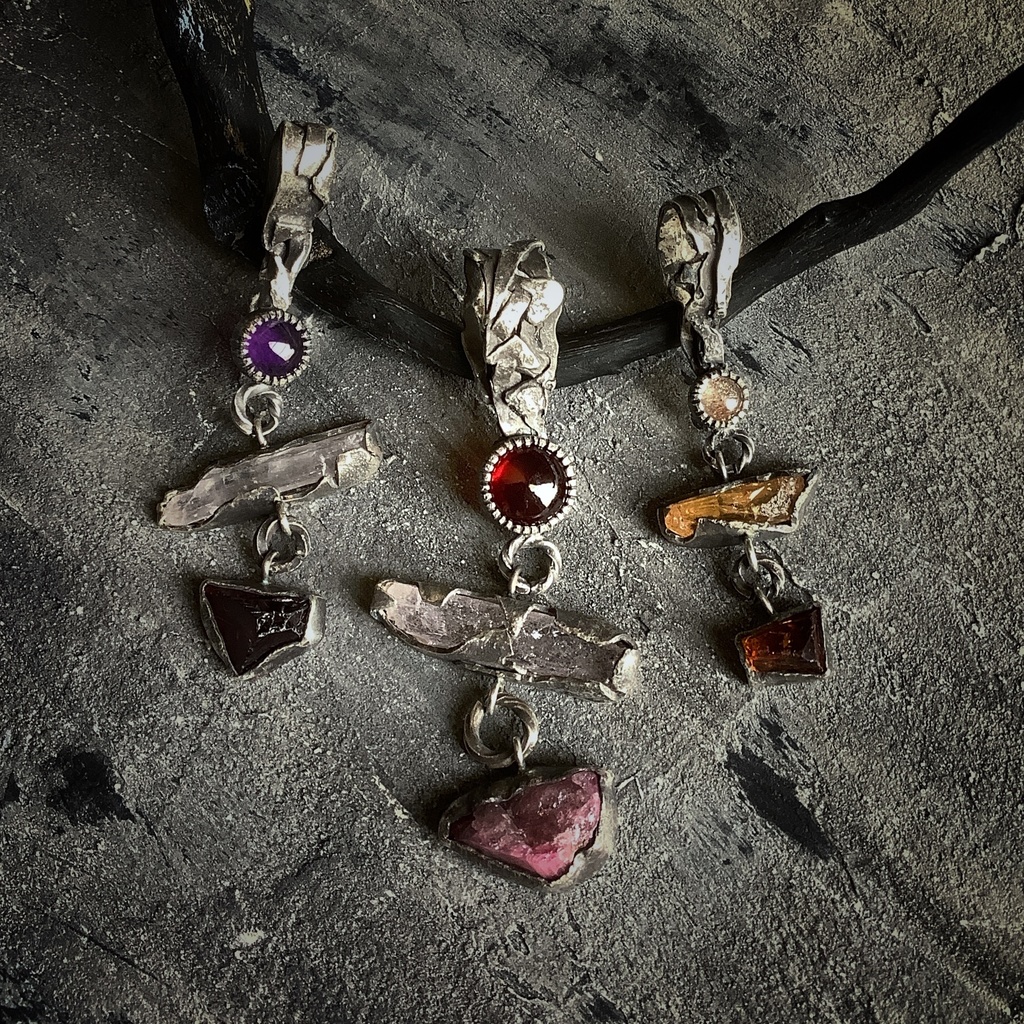 TTペンダント 〇▱▽ ガーネット クンツァイト トルマリン