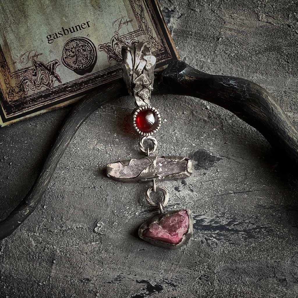 TTペンダント 〇▱▽ ガーネット クンツァイト トルマリン