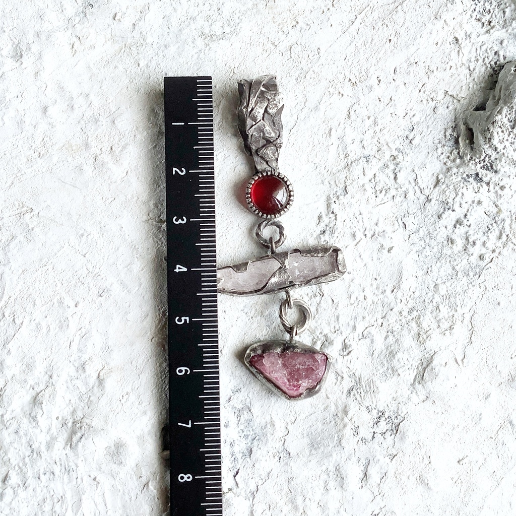 TTペンダント 〇▱▽ ガーネット クンツァイト トルマリン