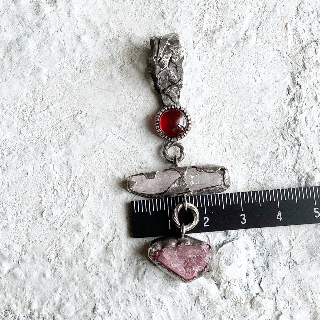 TTペンダント 〇▱▽ ガーネット クンツァイト トルマリン