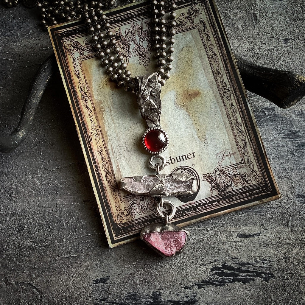 TTペンダント 〇▱▽ ガーネット クンツァイト トルマリン