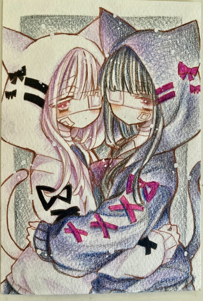 ポストカード原画 双子の女の子