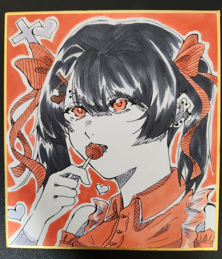 地雷系可愛い女の子アナログ手描きイラスト