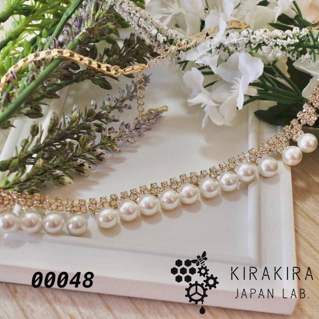 パーティ 結婚式 華やかフェイクパール ビジューネックレス Kirakira Japanlab Booth