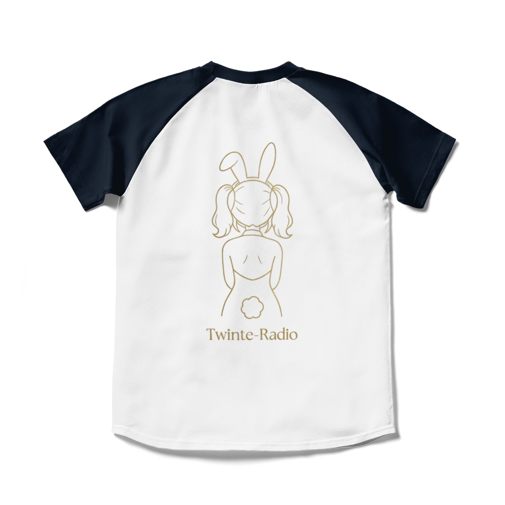 TwT Akari Flare ラグランTシャツ(ホワイト×ネイビー)