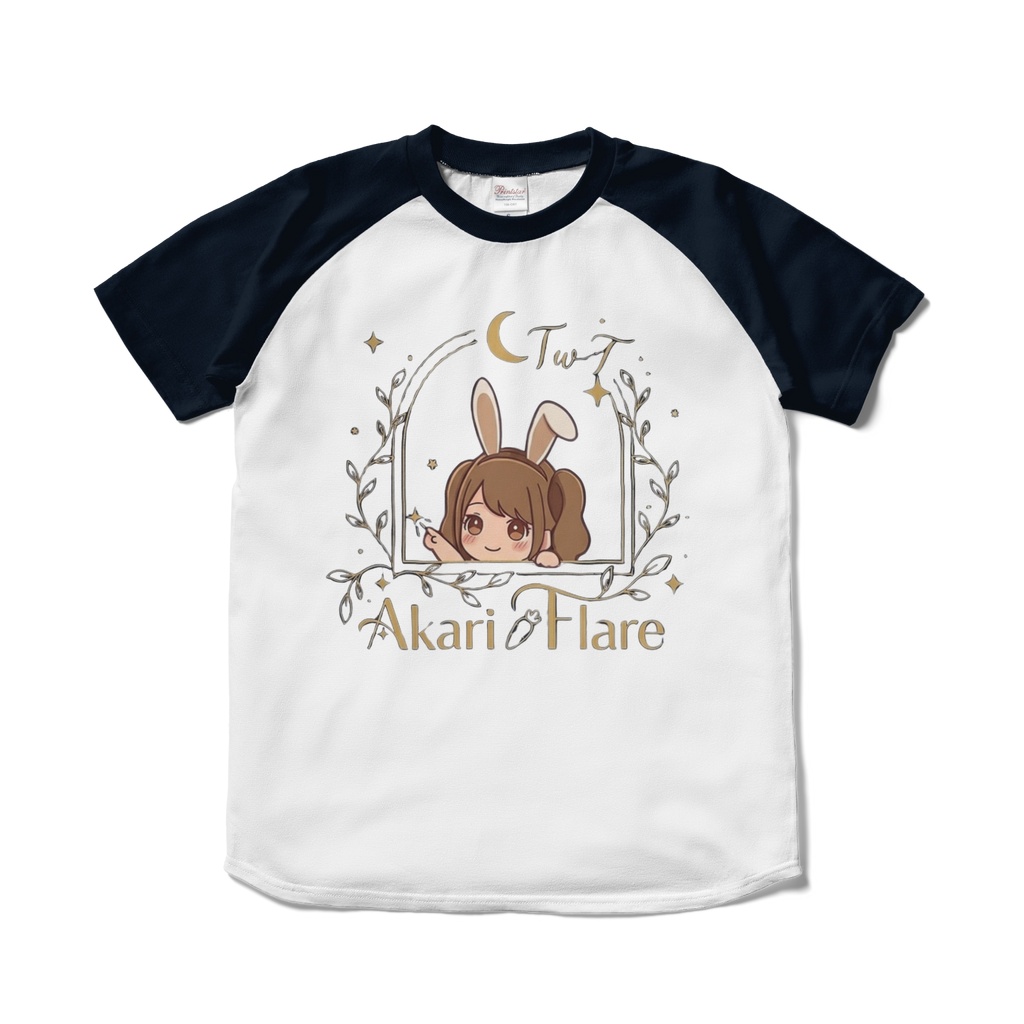 TwT Akari Flare ラグランTシャツ(ホワイト×ネイビー)