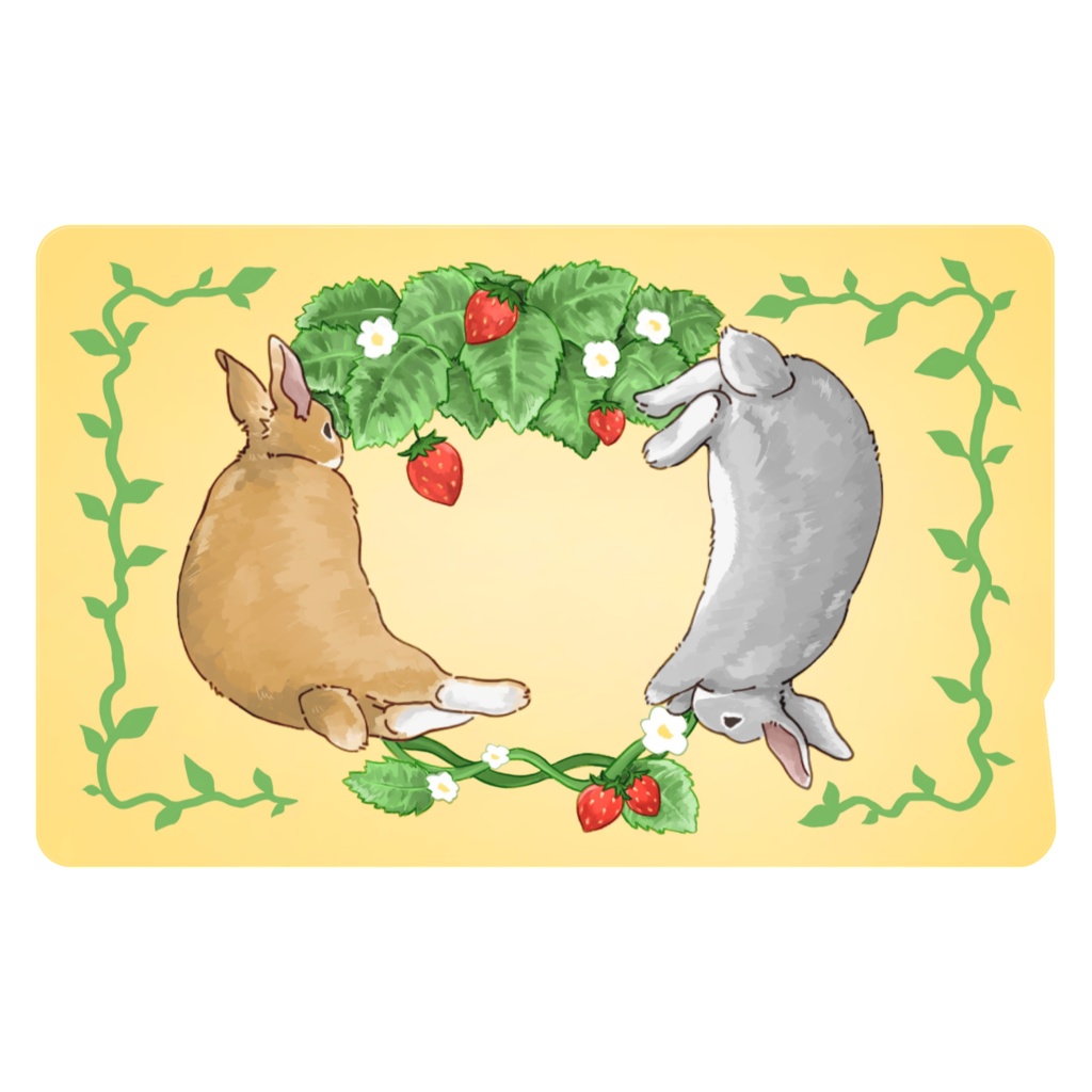 苺とうさぎのICカードステッカー