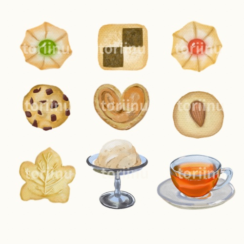 水彩で描いた、午後のおやつ時間。