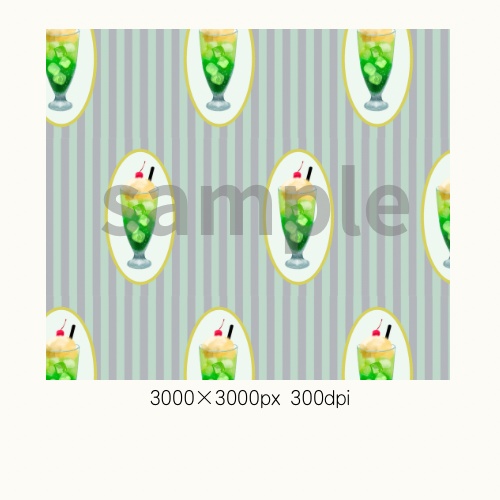 レトロ喫茶スイーツ シームレスパターン集、商用OK。