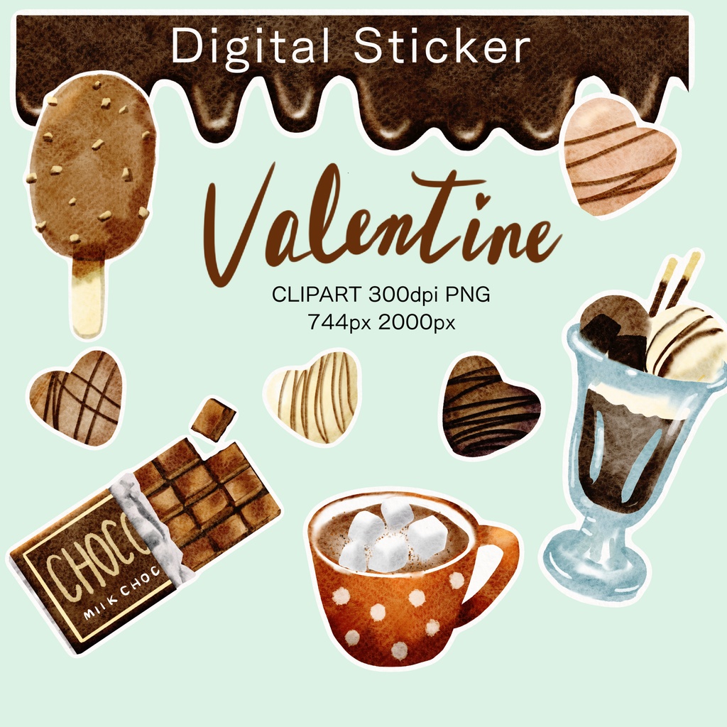 大人かわいい、チョコレートのバレンタインデジタルステッカー
