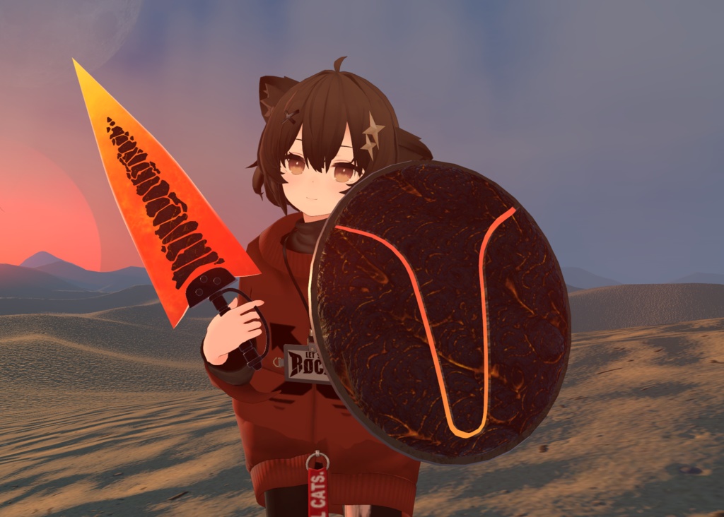 【VRChat向け】 赤熱する剣と盾