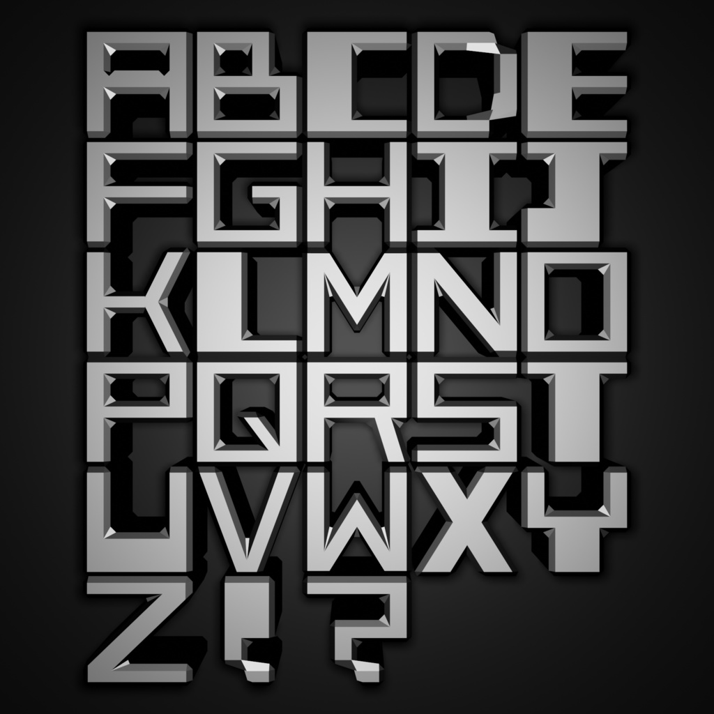『アルファベット(大文字)』Blenderファイル