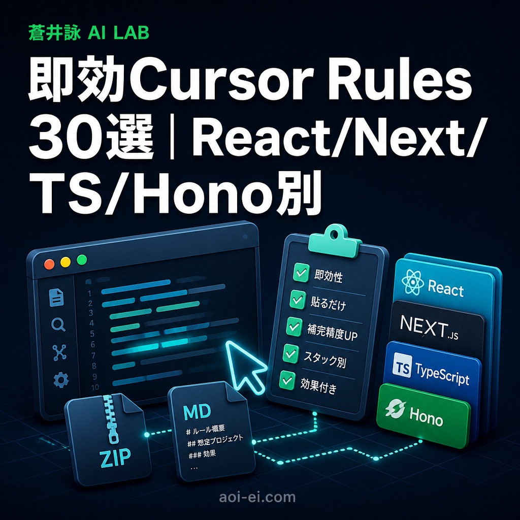 即効Cursor Rules 30選|React/Next/TS/Hono別