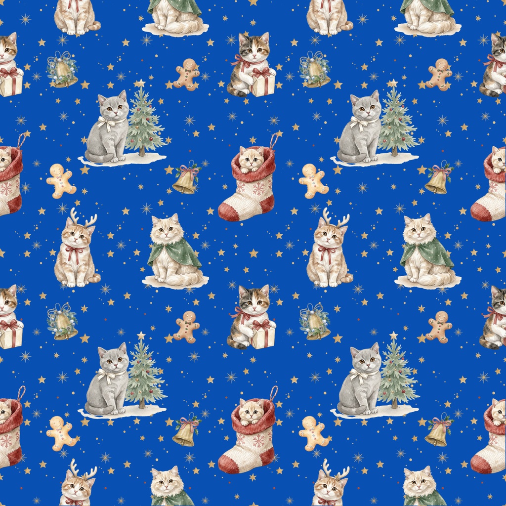 猫たちと過ごす楽しいクリスマス/シームレス・デジタルペーパー6枚セット / 背景素材・ラッピング・デジタル手帳・壁紙