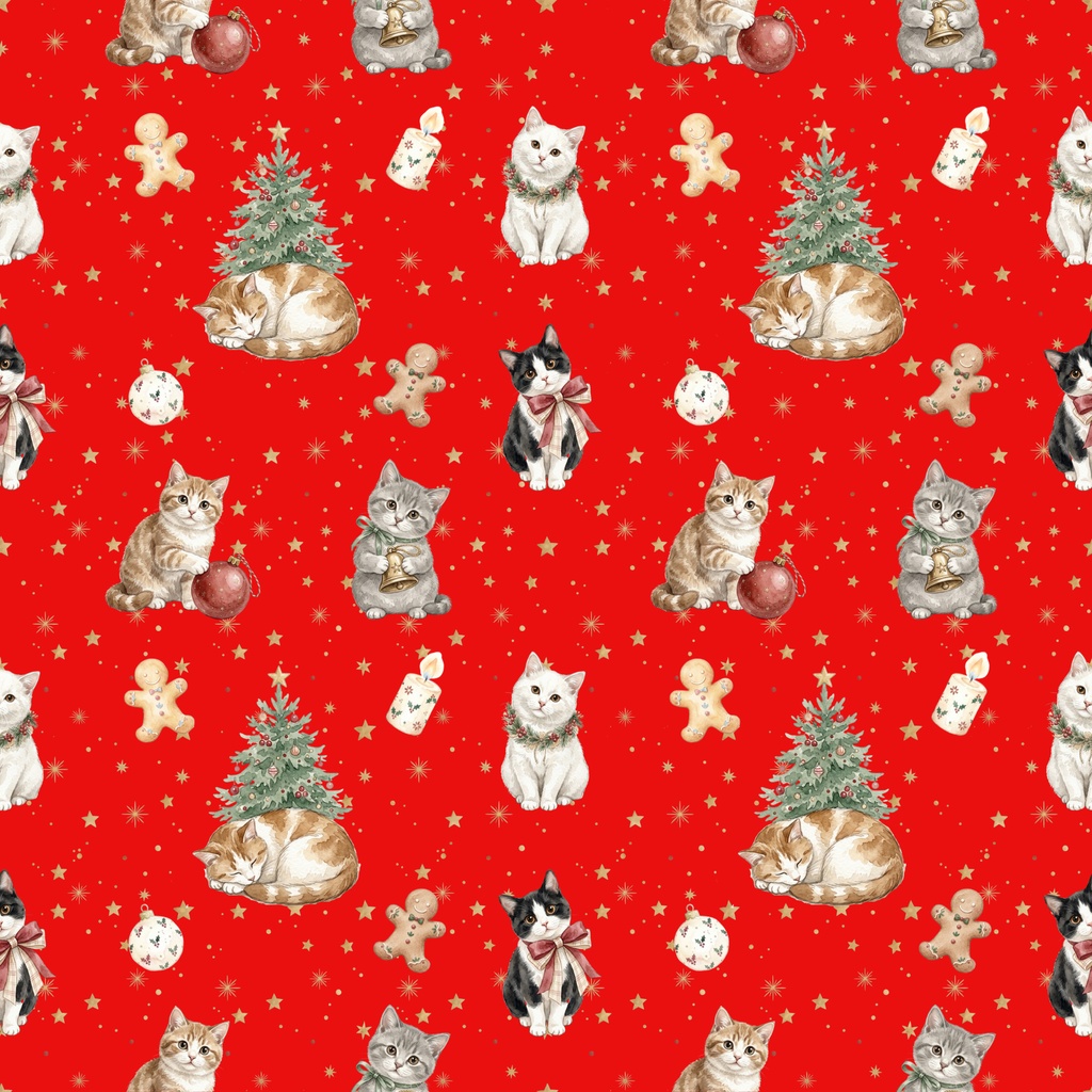 猫たちと過ごす楽しいクリスマス/シームレス・デジタルペーパー6枚セット / 背景素材・ラッピング・デジタル手帳・壁紙