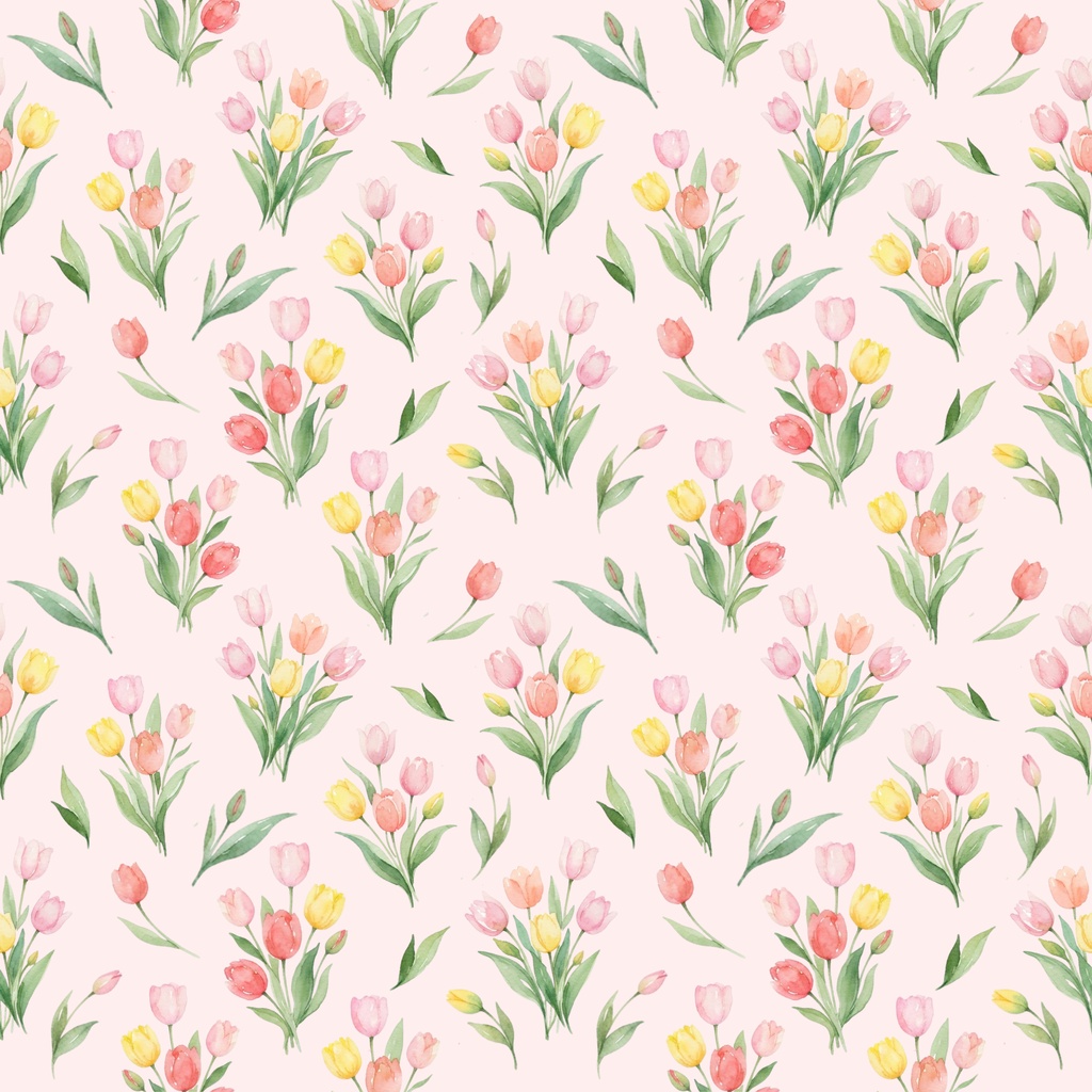 春を彩るデジタルペーパー5種セット(桜、ミモザ、チューリップ、いちごの柄)/シームレス仕様/背景素材・ラッピング・デジタル手帳・壁紙