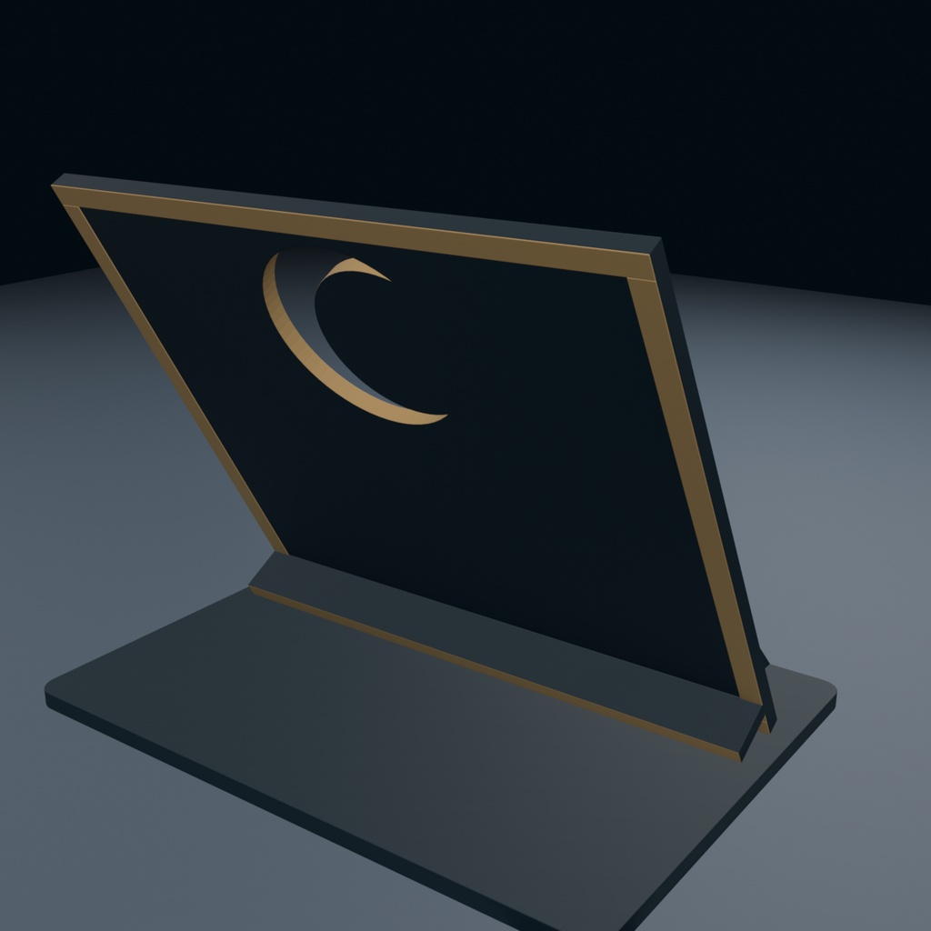月の書見台|本を斜めに立てる読書スタンド 3Dモデル・3色|FBX / GLB / Blender|VRChat ワールド向け