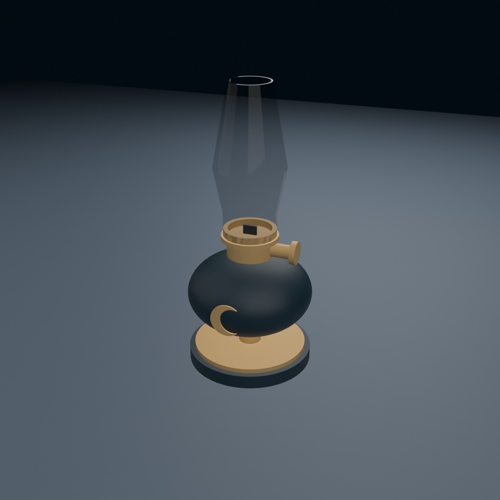 月のオイルランプ｜卓上のアンティーク風ランプ 3Dモデル・3色｜FBX / GLB / Blender｜VRChat ワールド向け