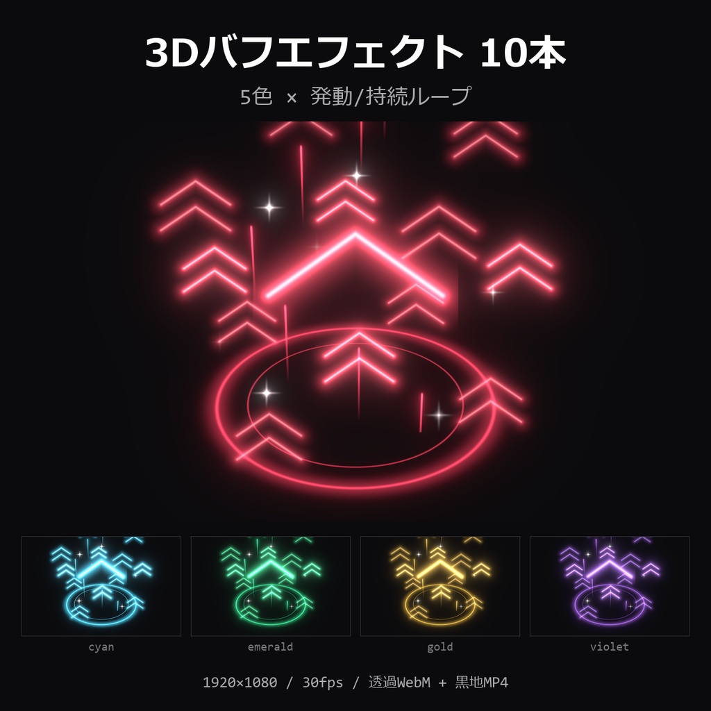 【無料】3Dバフエフェクト お試し1本（赤・発動）【透過WebM/MP4】