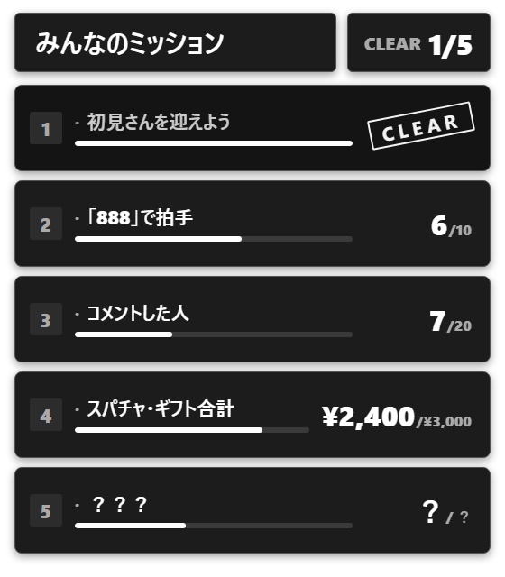 【無料】みんなのミッションボード シンプル黒（3ミッション）【わんコメテンプレート/OBS】