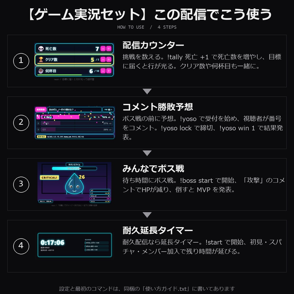 【わんコメテンプレート ゲーム実況セット】デスカウンター・勝敗予想・ボス戦・耐久延長タイマーの4種|各10デザイン【OBS/ゲーム配信】
