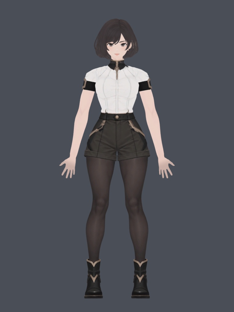 Aria Vale｜黒髪ボブのオリジナル3Dアバター｜VRChat PC向け・口パク／表情対応