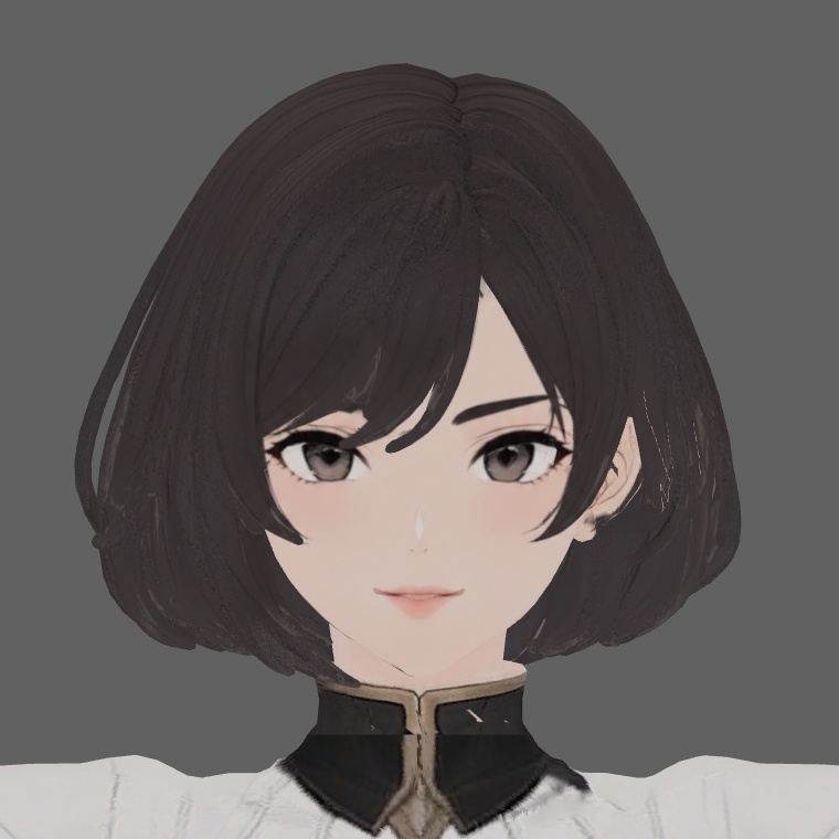 Aria Vale|黒髪ボブのオリジナル3Dアバター|VRChat PC向け・口パク/表情対応