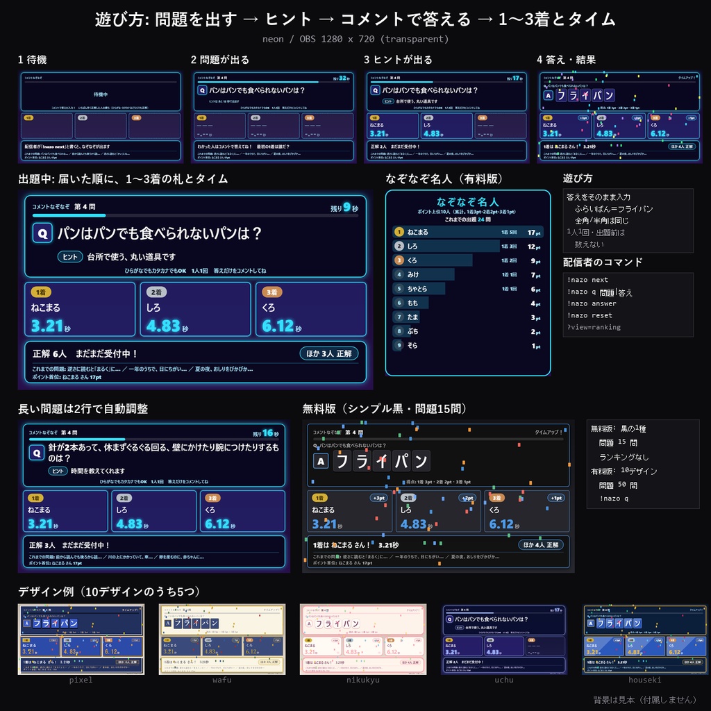 【わんコメテンプレート】コメントなぞなぞ 10デザイン|なぞなぞ50問入り・コメントで早い者勝ち・ヒントつき・なぞなぞ名人ランキング【OBS/視聴者参加】