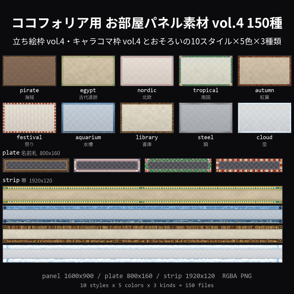 【無料】ココフォリア用 お部屋パネル素材 vol.4 6種（海賊・南国・水槽）【TRPG素材/透過PNG】