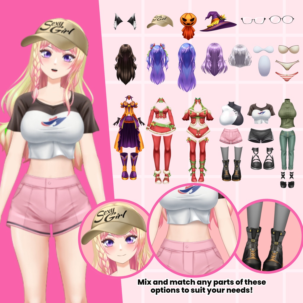 Customizable Live2D Rigged Vtuber Model Starla, Full Body Rigging, vBridger Ready, Vtuber Anime