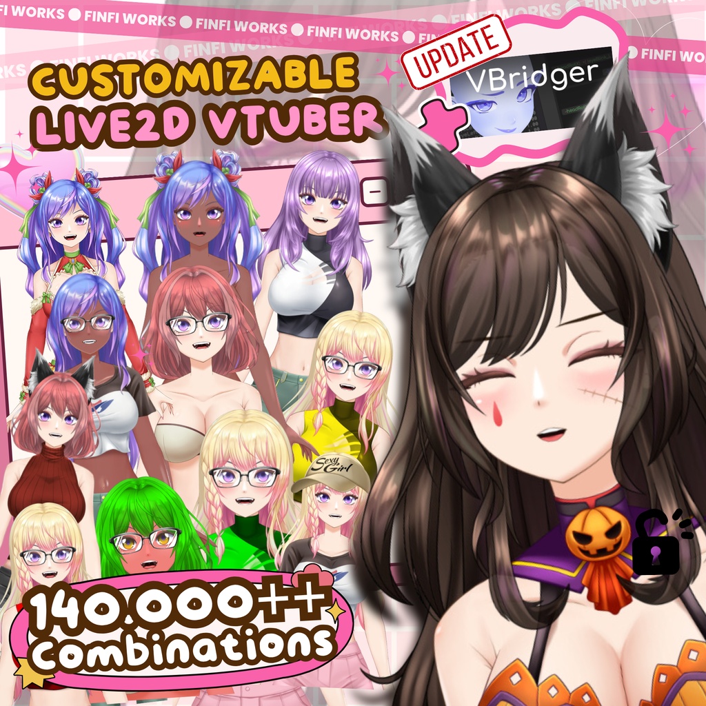 Customizable Live2D Rigged Vtuber Model Starla, Full Body Rigging, vBridger Ready, Vtuber Anime